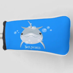 Cute happy kawaii dolphin cartoon golf head cover