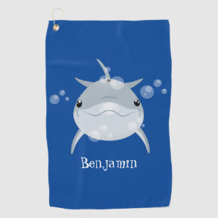 Cute happy kawaii dolphin cartoon  golf towel
