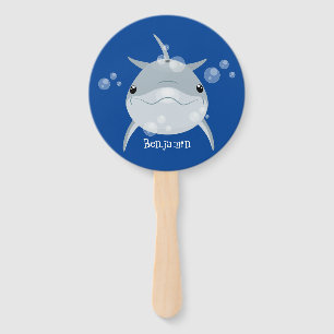 Cute happy kawaii dolphin cartoon hand fan