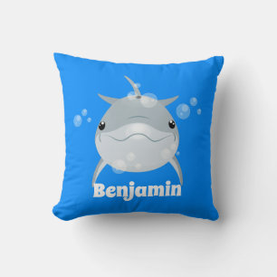 Cute happy kawaii dolphin cartoon illustration cushion