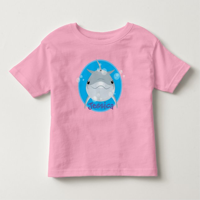 Cute happy kawaii dolphin cartoon illustration toddler T-Shirt (Front)