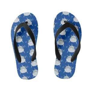 Cute happy kawaii dolphin cartoon kid's jandals