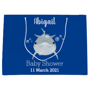 Cute happy kawaii dolphin cartoon large gift bag