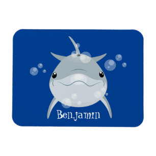 Cute happy kawaii dolphin cartoon magnet