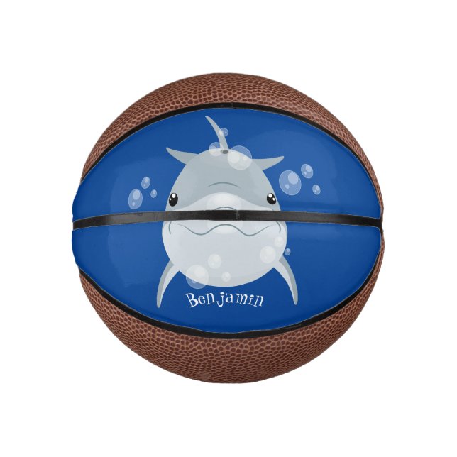 Cute happy kawaii dolphin cartoon mini basketball (Front)