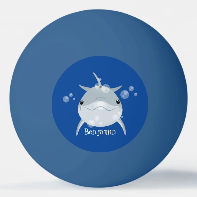 Cute happy kawaii dolphin cartoon ping pong ball (Front)