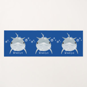 Cute happy kawaii dolphin cartoon yoga mat