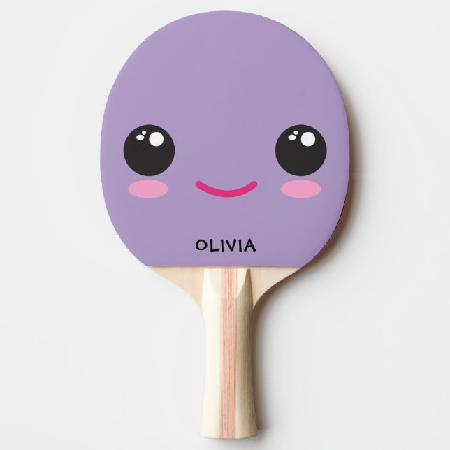 Cute Happy Kawaii Face - Custom Ping Pong Paddle (Front)