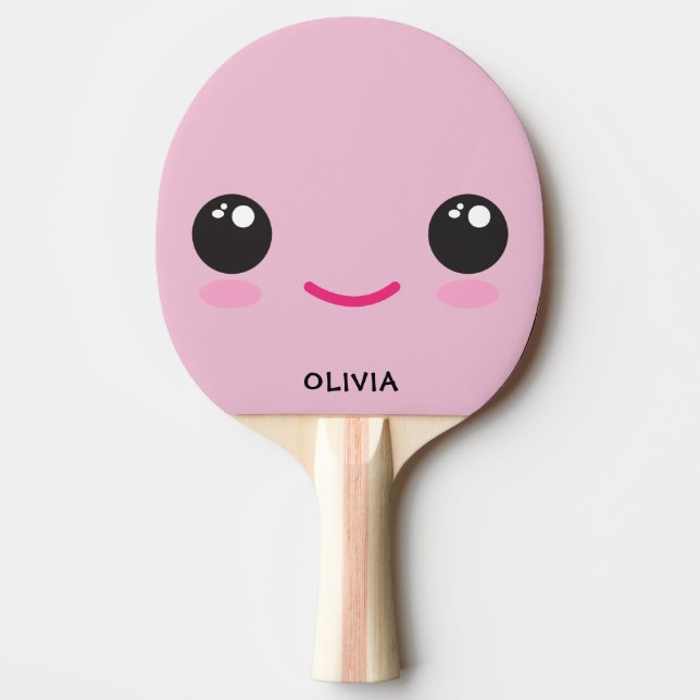 Cute Happy Kawaii Face - Custom Ping Pong Paddle (Front)
