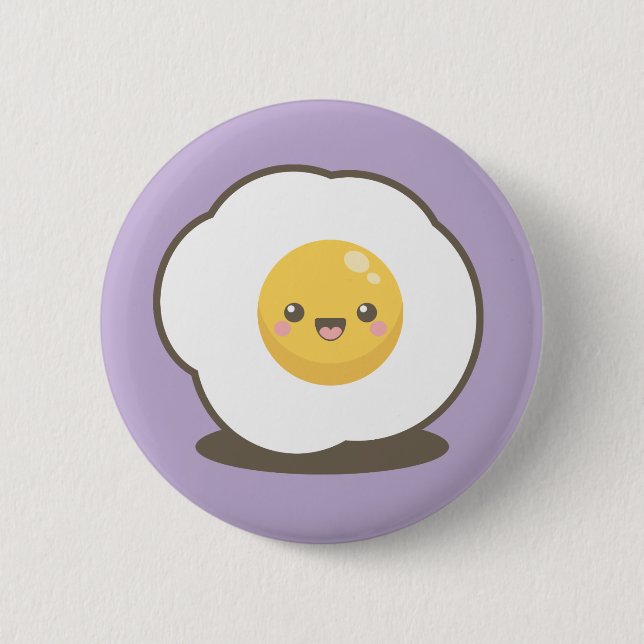 Cute Happy Kawaii Fried Egg Pin Badge Button (Front)
