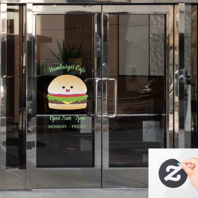 Cute happy kawaii hamburger cartoon (Office Door)