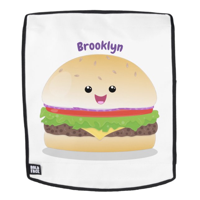 Cute happy kawaii hamburger cartoon backpack (Removable Face)
