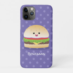 Cute happy kawaii hamburger cartoon Case-Mate iPhone case