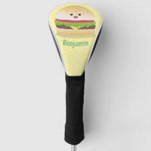 Cute happy kawaii hamburger cartoon golf head cover