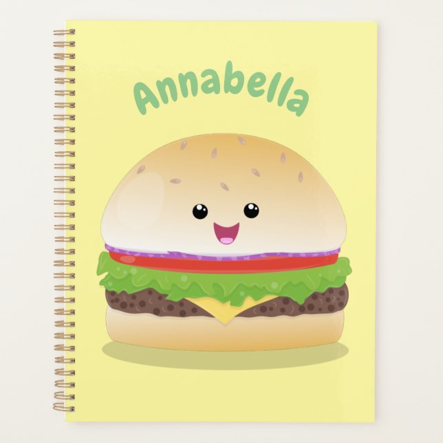Cute happy kawaii hamburger cartoon planner (Front)