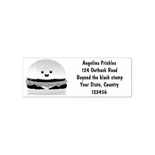 Cute happy kawaii hamburger cartoon self-inking stamp