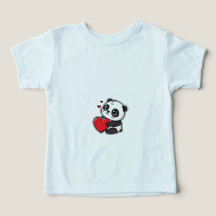 Cute Happy Kawaii Panda Bear with Heart Art