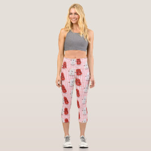 Cute happy kawaii salt and pepper cartoon capri leggings