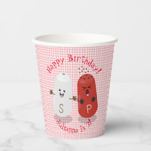 Cute happy kawaii salt and pepper cartoon paper cups