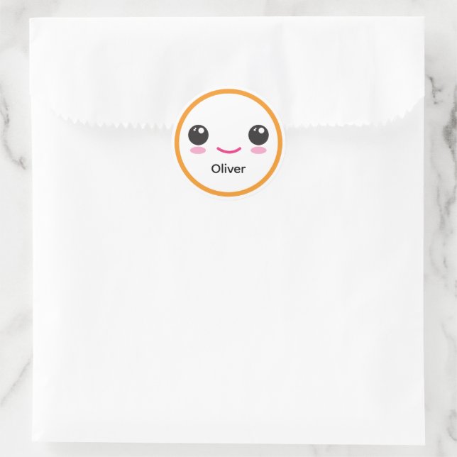 Cute Happy Kawaii Smile Custom Sticker Orange (Bag)