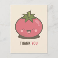 Cute Happy Kawaii Tomato Thank You Postcard
