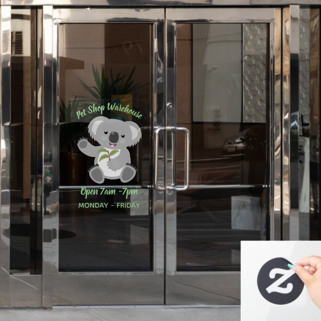 Cute happy koala waving cartoon illustration (Office Door)