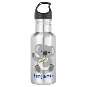 Cute happy koala waving cartoon illustration 532 ml water bottle