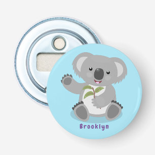 Cute happy koala waving cartoon illustration bottle opener