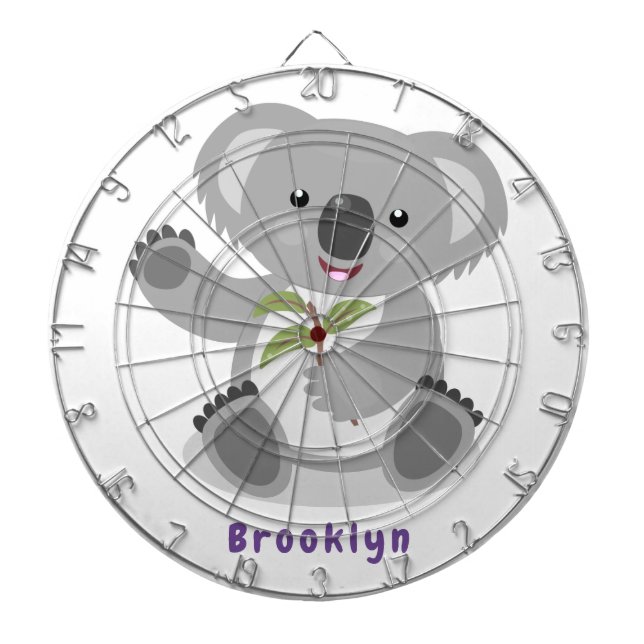 Cute happy koala waving cartoon illustration dartboard (Front)