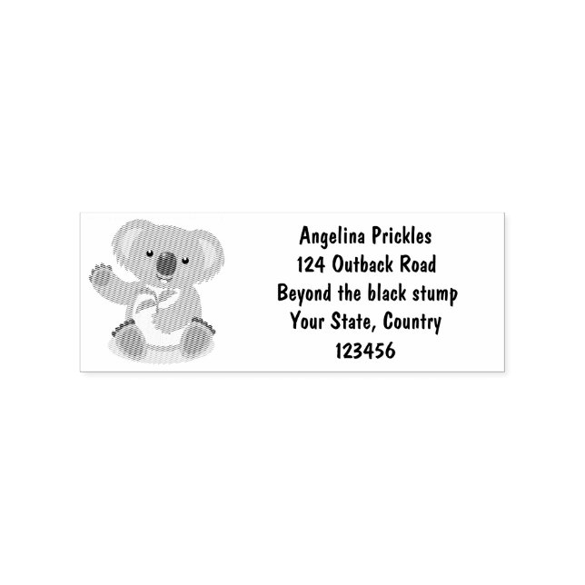 Cute happy koala waving cartoon illustration rubbe rubber stamp (Imprint)