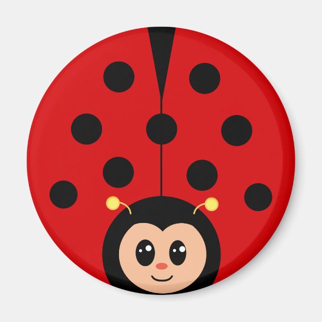 Cute Happy Lady Bug Cartoon  Magnet (Front)