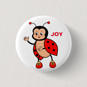 Cute Happy Ladybug Cartoon  3 Cm Round Badge