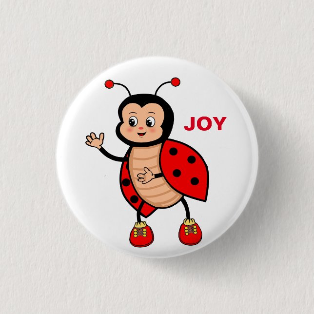 Cute Happy Ladybug Cartoon  3 Cm Round Badge (Front)