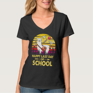 Cute Happy Last Day OF School Llama Vintage T-Shirt