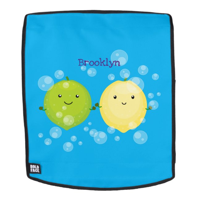 Cute happy lemon lime cartoon illustration backpack (Removable Face)