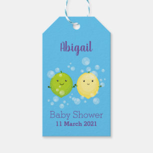 Cute happy lemon lime cartoon illustration gift tags