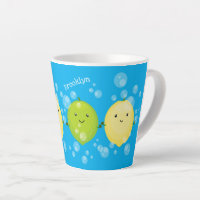 Cute happy lemon lime cartoon illustration