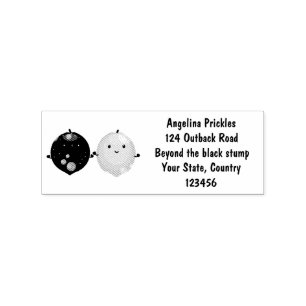 Cute happy lemon lime cartoon illustration rubber stamp