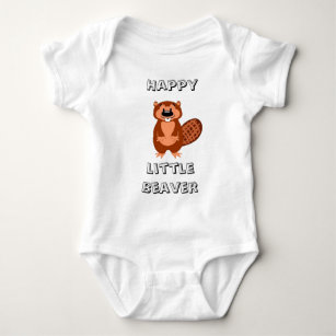 Cute Happy Litte Beaver Baby Bodysuit