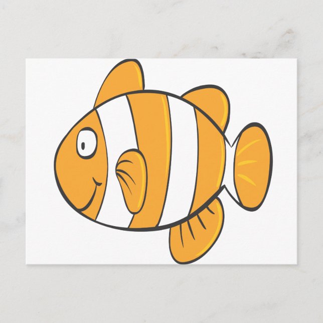 cute happy little clown fish cartoon character postcard (Front)