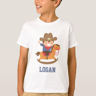 Cute Happy Little Cowboy on Rocking Horse T-Shirt