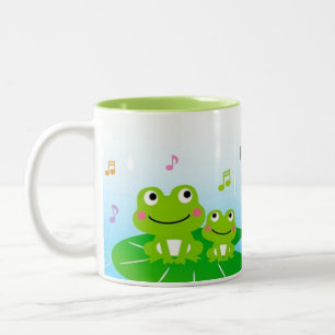 Cute happy little frogs Two-Tone coffee mug