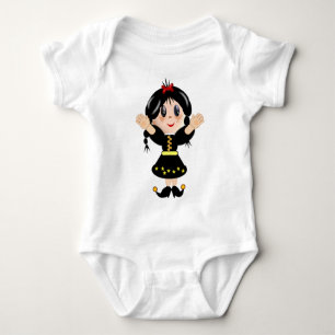 Cute happy little girl cartoon baby bodysuit