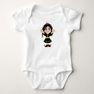 Cute happy little girl cartoon baby bodysuit