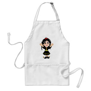 Cute happy little girl cartoon standard apron