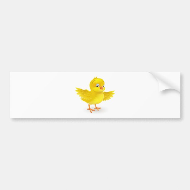 Cute happy little yellow Easter chick Bumper Sticker (Front)