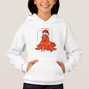 Cute happy lobster wearing Christmas hat cartoon