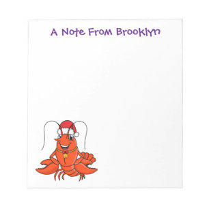 Cute happy lobster wearing Christmas hat cartoon Notepad
