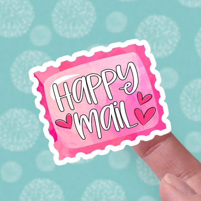 Cute Happy Mail Pink Postage Stamp Business (Creator Uploaded)