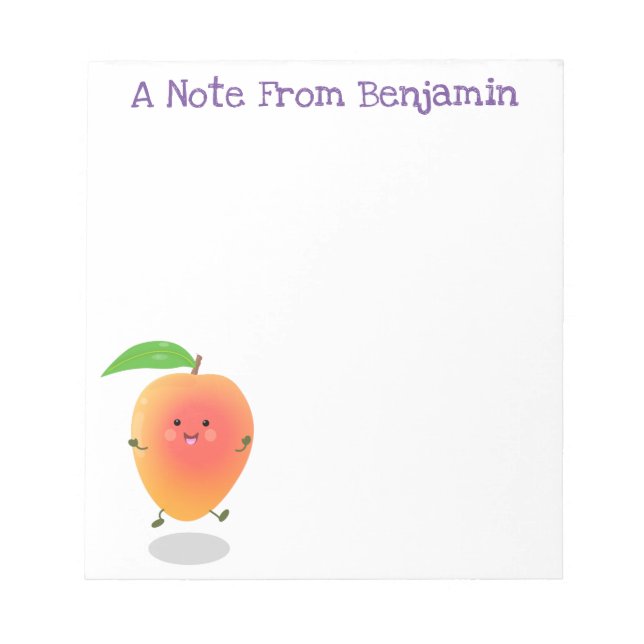 Cute happy mango cartoon illustration notepad (Front)